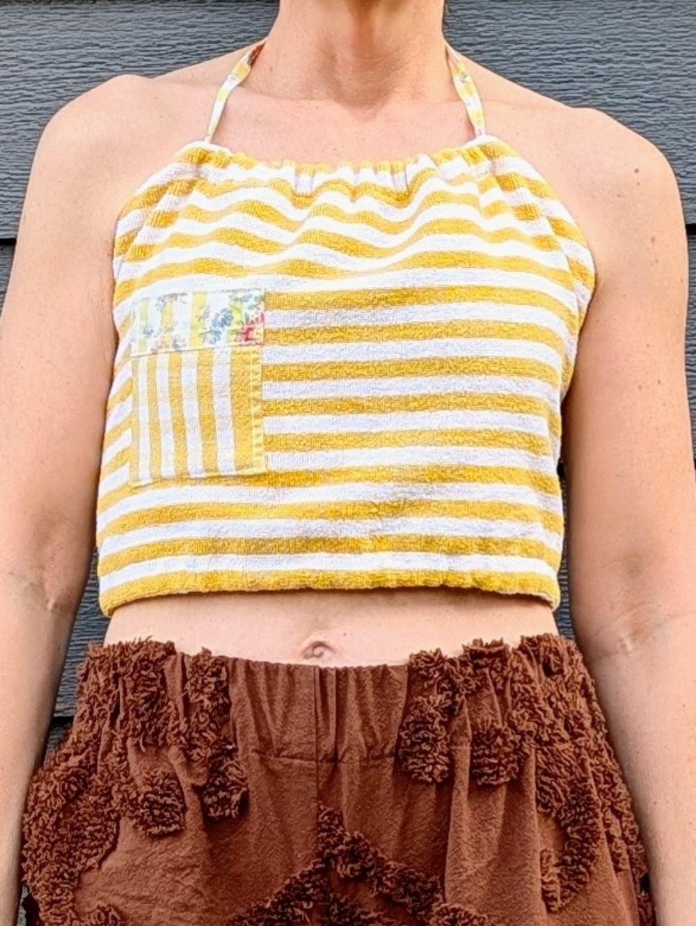ooak HALTER TOP made from a vintage towel S M
